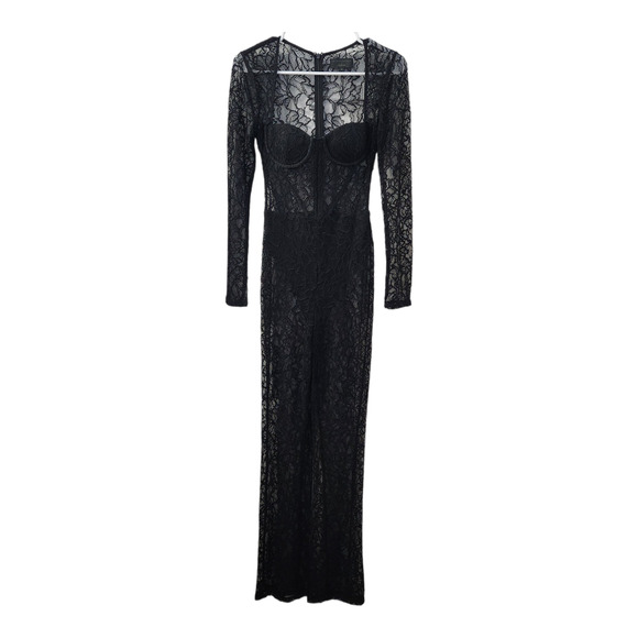 Michael Costello x REVOLVE Audrey Lace Jumpsuit in Black XS Sheer Chic Evening - Picture 1 of 10